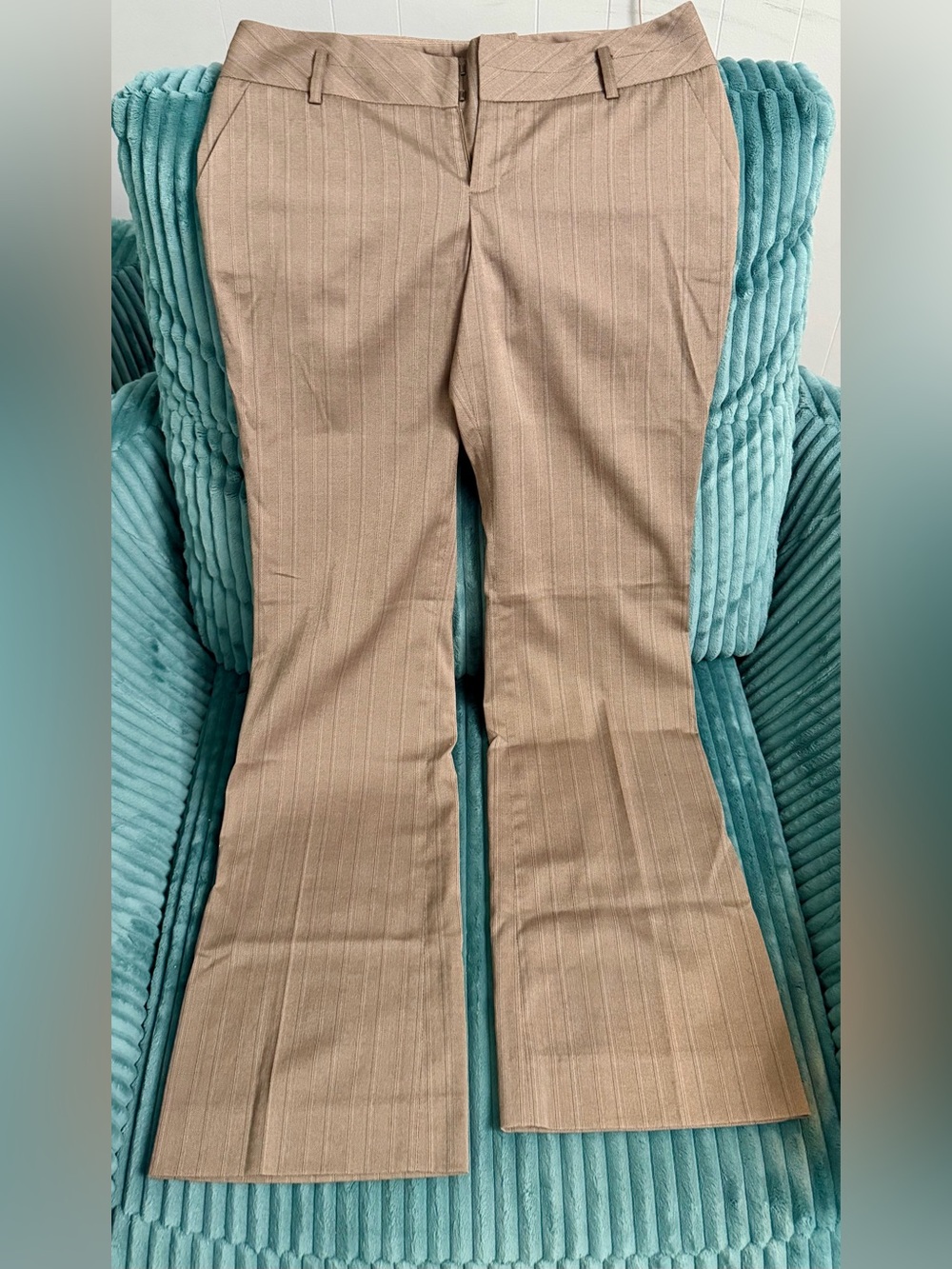 Mossimo Supply Co. Women's Tan Pinstripe Flare Trousers